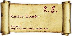 Kanitz Elemér névjegykártya